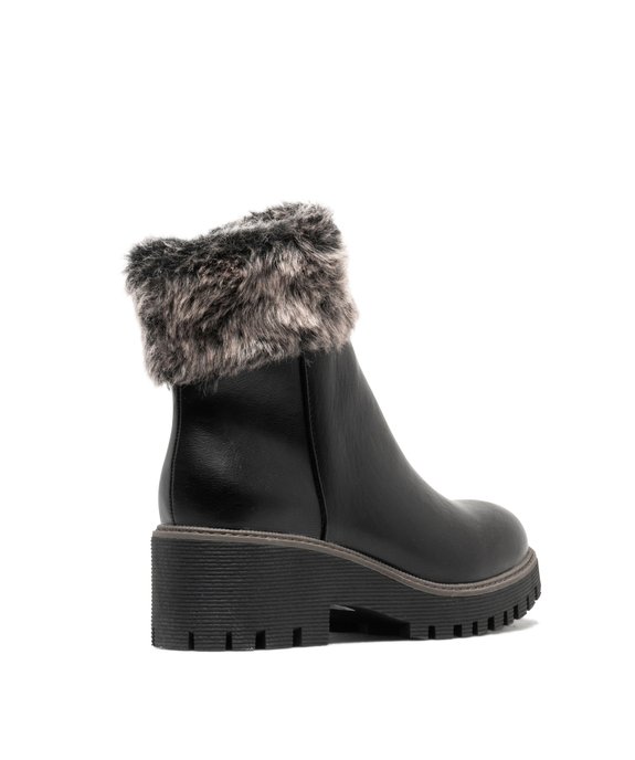 Boots fourrées à talon et semelle crantés et col douillet femme vue4 - SANS MARQUE - GEMO