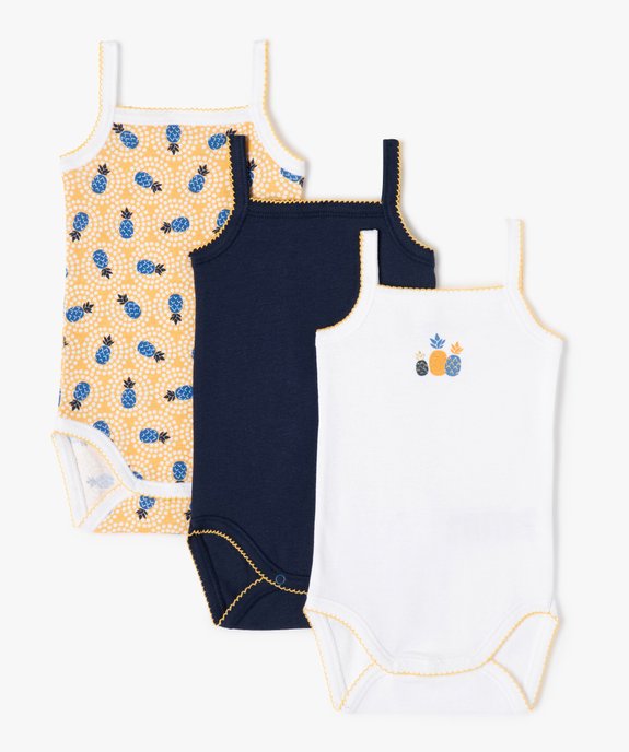 Body bébé à bretelles motif ananas (lot de 3) vue1 - NOGASPI - GEMO