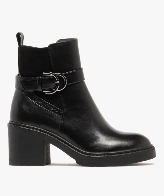 Boots femme à talon carré avec boucle métallisée et détails en suédine vue1 - GEMO(URBAIN) - GEMO