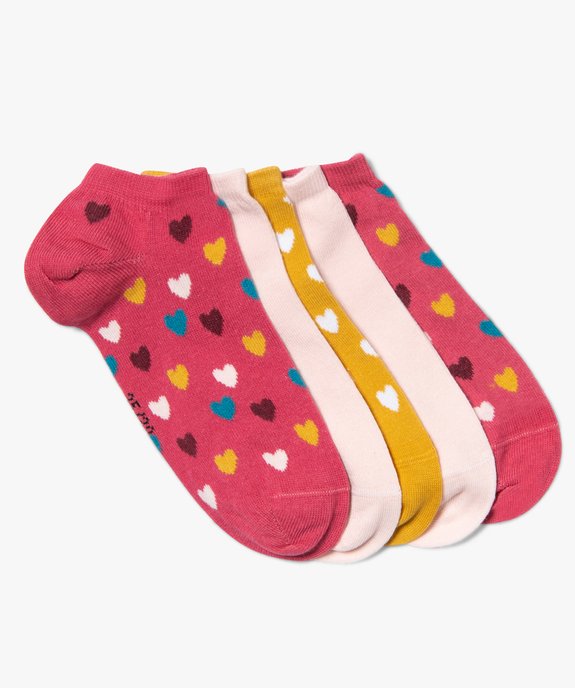 Chaussettes ultra-courtes motifs cœurs fille (lot de 5) vue1 - GEMO 4G FILLE - GEMO