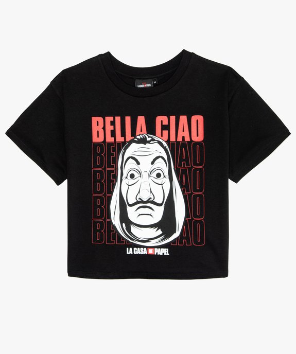 Tee-shirt fille crop top imprimé - La Casa de Papel vue1 - CASADEPAPEL - GEMO