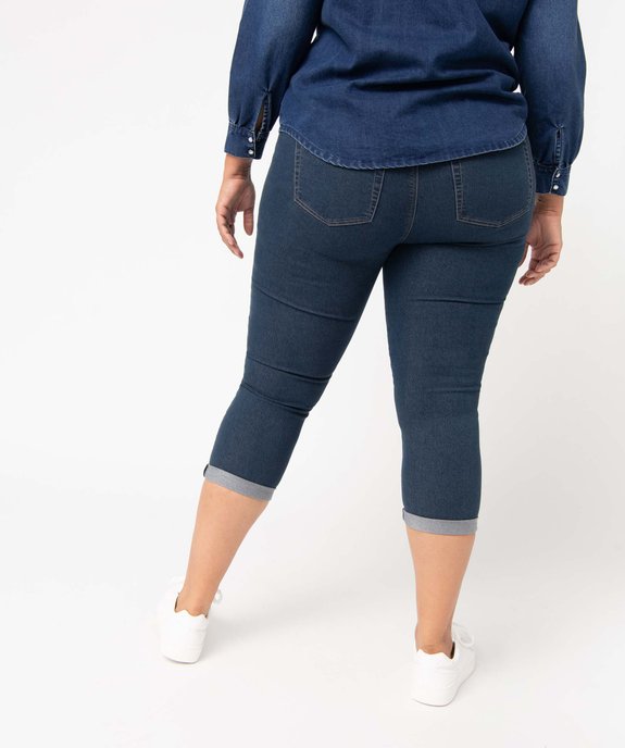 Pantacourt femme grande taille coupe slim en denim stretch vue3 - GEMO (G TAILLE) - GEMO