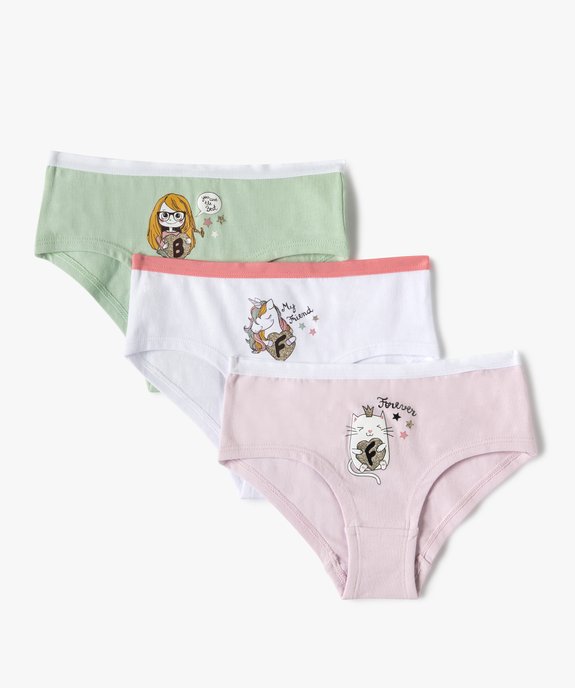 Shorties fille imprimés girly (lot de 3) vue1 - GEMO 4G FILLE - GEMO