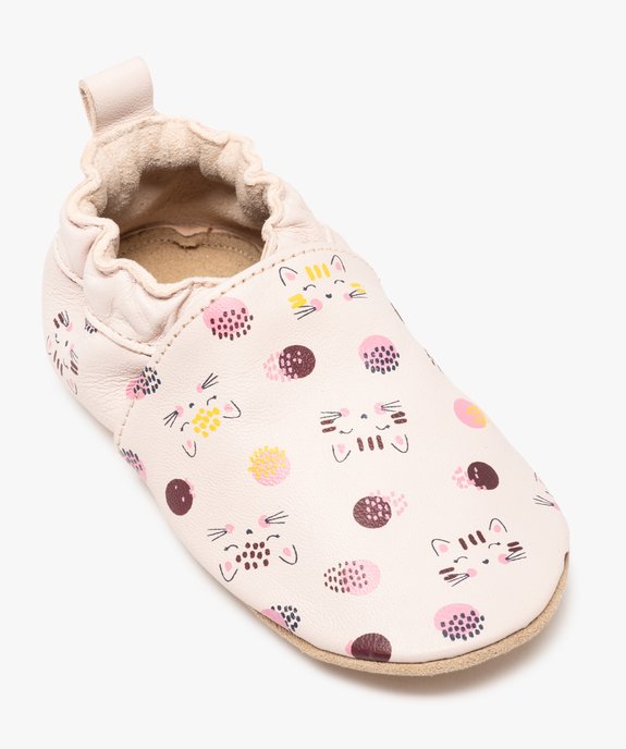 Chaussons bébé fille en cuir imprimé à col élastiqué vue5 - GEMO (ENFANT) - GEMO