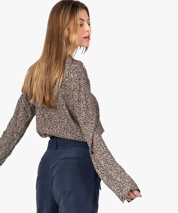 Blouse femme fluide à motifs et col v à boutons vue3 - GEMO(FEMME PAP) - GEMO