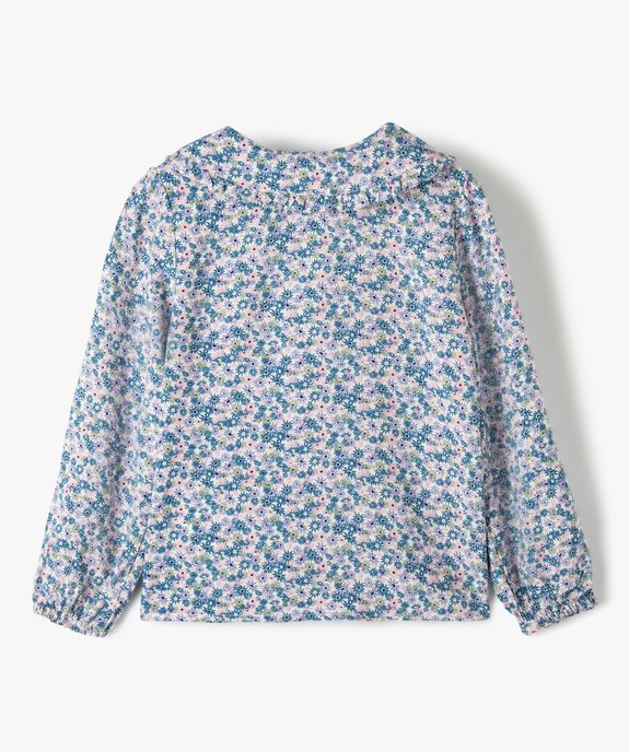 Chemise fille à motifs fleuris avec col Claudine vue3 - GEMO 4G FILLE - GEMO