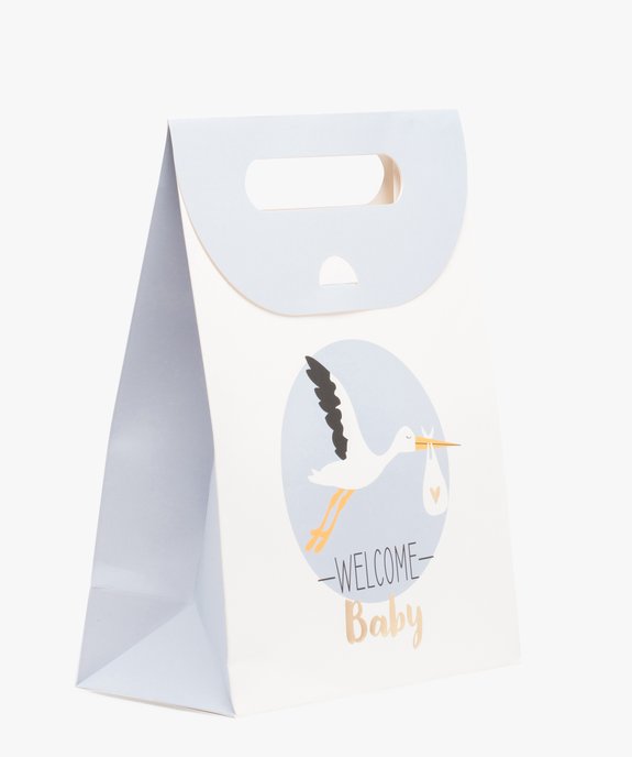 Sac cadeau bébé garçon avec motif cigogne en papier recyclé vue1 - GEMO (ACCESS) - GEMO