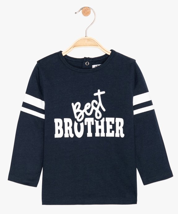 Tee-shirt bébé garçon à manches longues avec inscription "Best brother" - Collection Fratrie vue1 - GEMO(BEBE DEBT) - GEMO