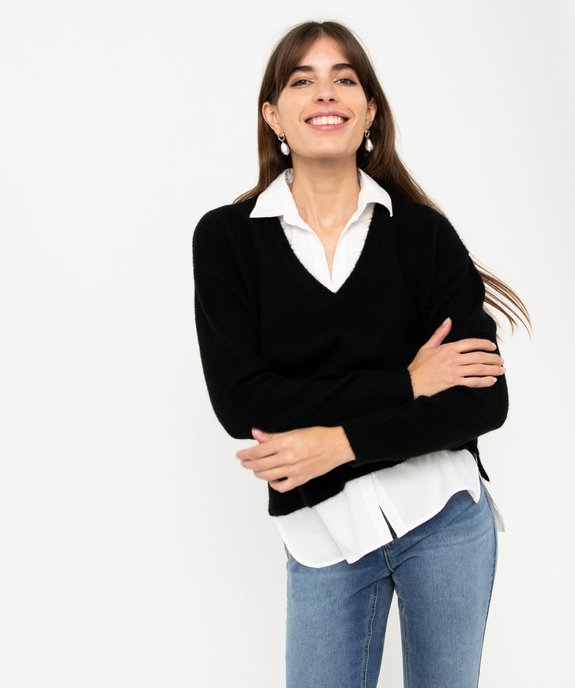 Pull 2 en 1 avec chemise femme vue2 - GEMO(FEMME PAP) - GEMO