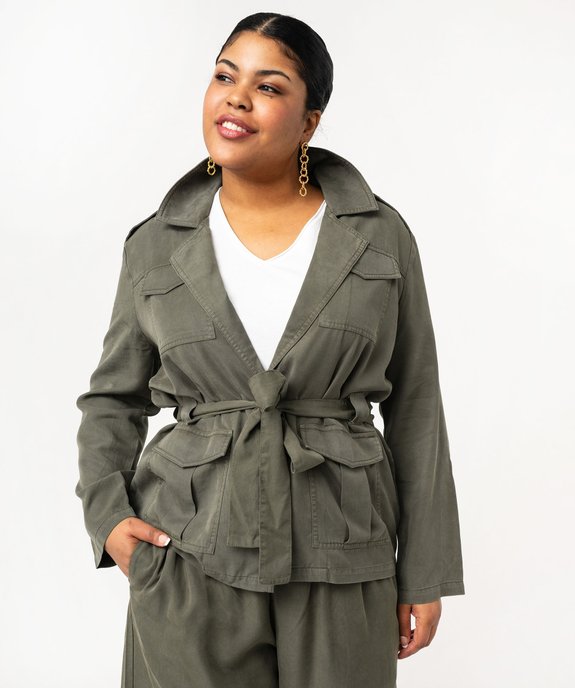 Veste saharienne en Lyocell femme grande taille vue1 - GEMO (G TAILLE) - GEMO