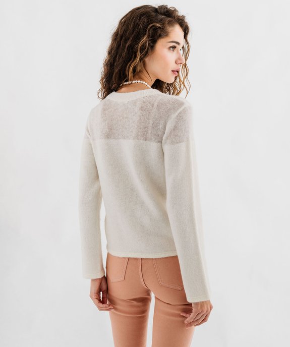 Pull en maille fine à col rond femme vue3 - GEMO(FEMME PAP) - GEMO