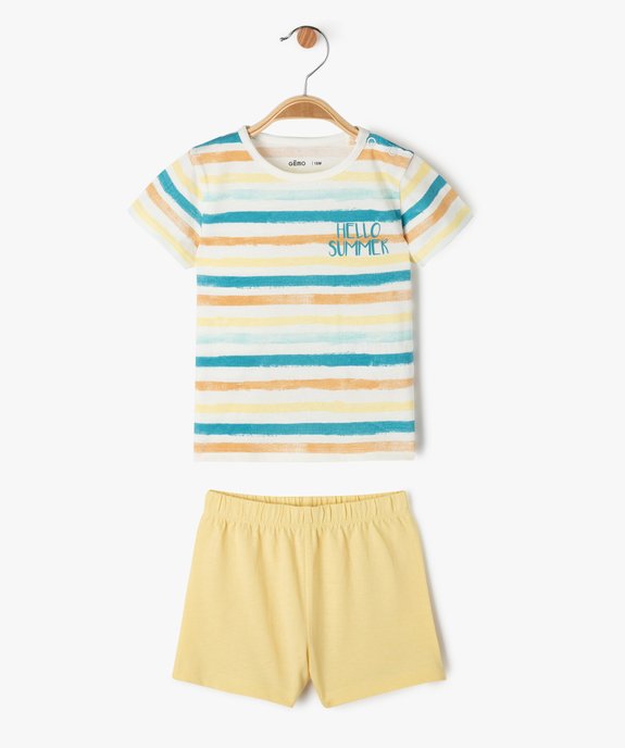 Pyjashort avec tee-shirt rayé bébé garçon vue2 - GEMO 4G BEBE - GEMO