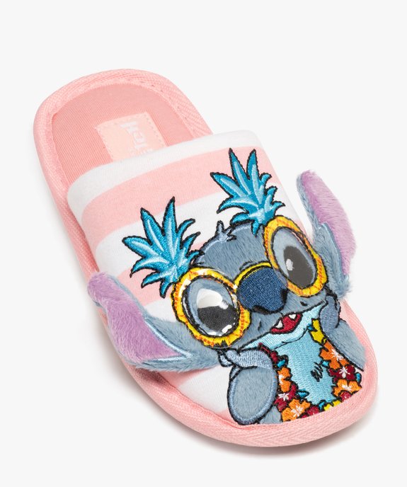 Chaussons mules plates en textile motif en relief fille - Stitch vue5 - LILO & STITCH - GEMO