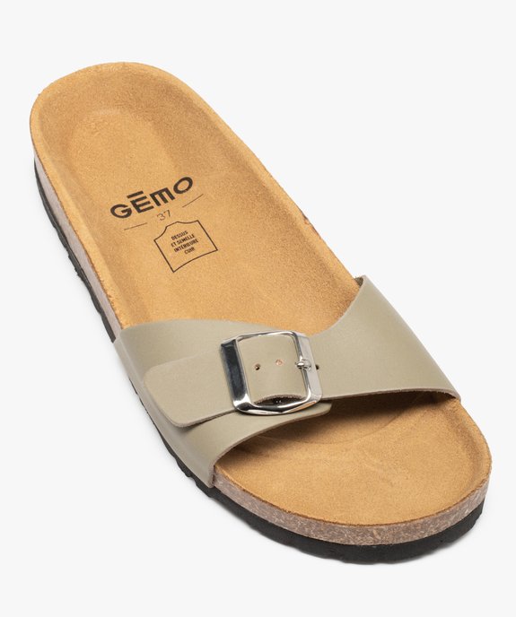 Mules femme à talon plat et bride ajustable en cuir vue5 - GEMO (CASUAL) - GEMO