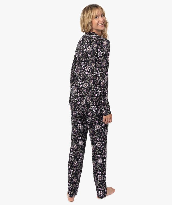 Pyjama deux pièces femme : chemise et pantalon vue3 - GEMO 4G FEMME - GEMO