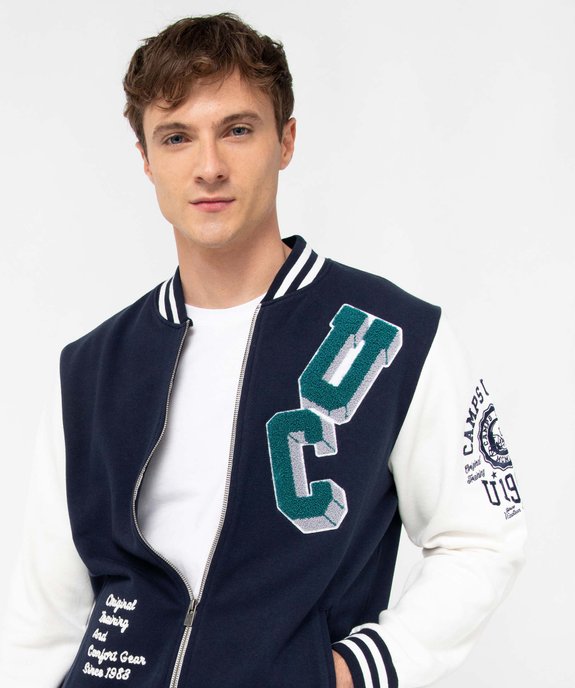 Sweat homme zippé façon veste campus américain - Camps United vue2 - CAMPS UNITED - GEMO