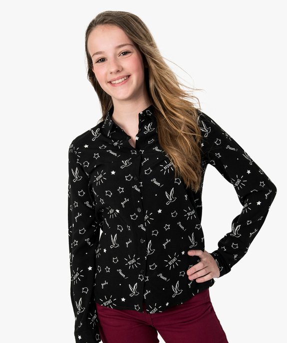 Chemise fille avec motifs imprimés all over vue1 - GEMO (JUNIOR) - GEMO