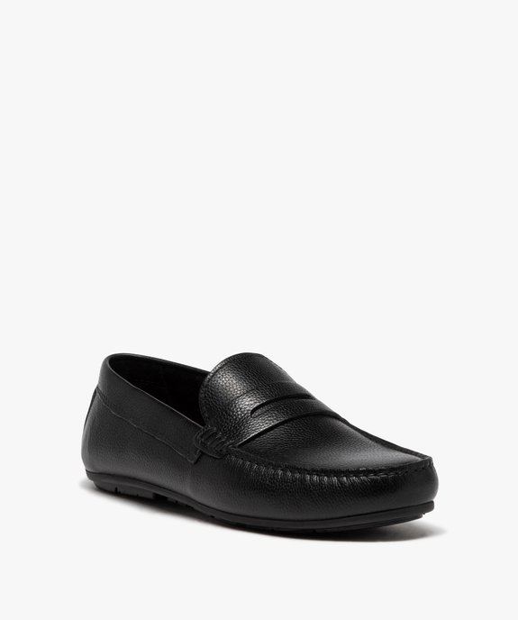 Mocassins homme dessus uni en cuir Penny Loafer - Taneo vue2 - TANEO - GEMO