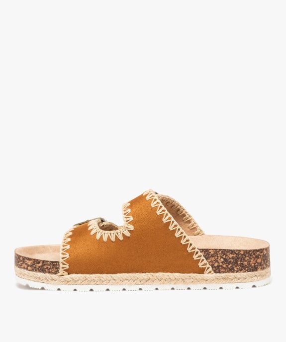 Mules femme hippie en suédine avec brides à boucle  vue3 - GEMO (CASUAL) - GEMO