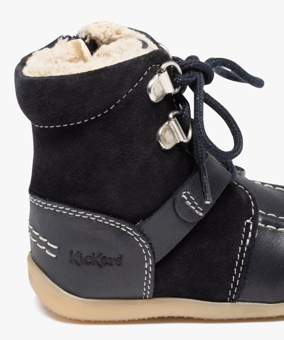 Boots bébé garçon dessus en cuir uni fourrées sherpa - Kickers vue6 - KICKERS - GEMO