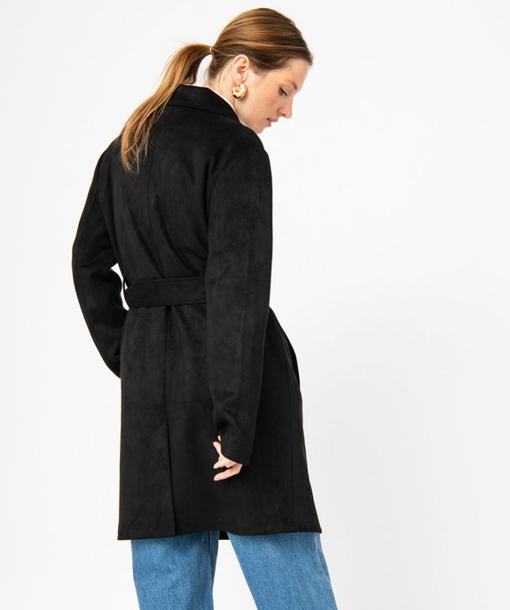 Manteau trench en suédine avec ceinture femme vue3 - GEMO 4G FEMME - GEMO