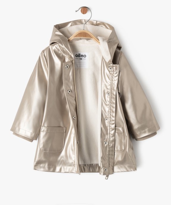 Manteau imperméable à capuche avec doublure peluche bébé fille vue2 - GEMO(BEBE DEBT) - GEMO