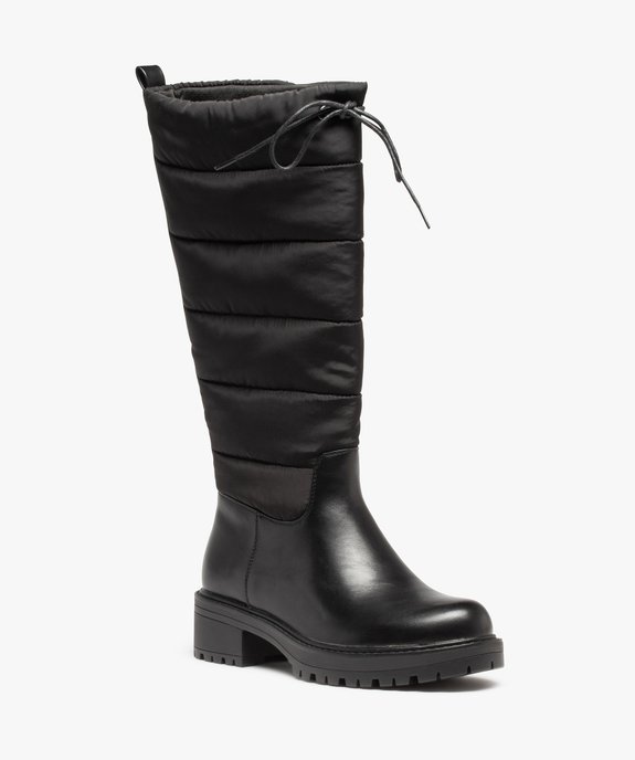 Bottes femme unies à semelle crantée et tige matelassée vue2 - GEMO (CASUAL) - GEMO