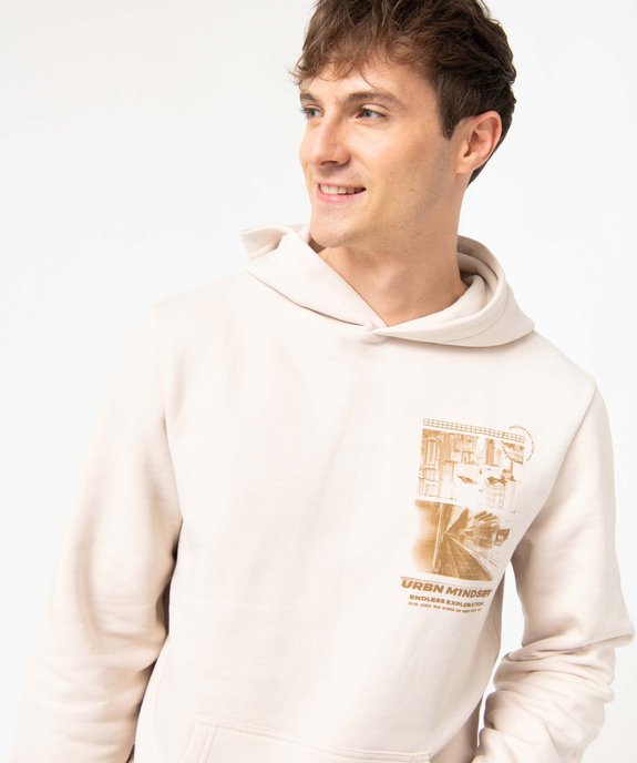 Sweat homme à capuche avec motif streetwear vue6 - GEMO (HOMME) - GEMO