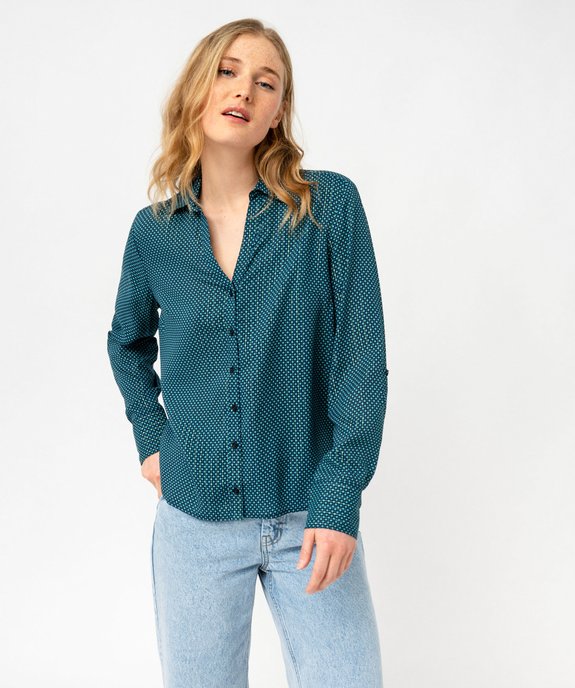 Chemise imprimée avec fines rayures pailletées femme vue1 - GEMO(FEMME PAP) - GEMO