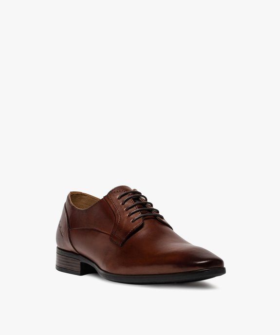 Derbies homme unis en cuir à bout amande – Pierre Cardin vue2 - PIERRE CARDIN DIFFUSION - GEMO