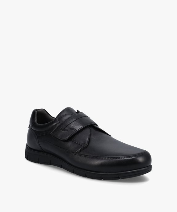 Derbies homme confort dessus cuir uni à scratch vue2 - GEMO (CONFORT) - GEMO