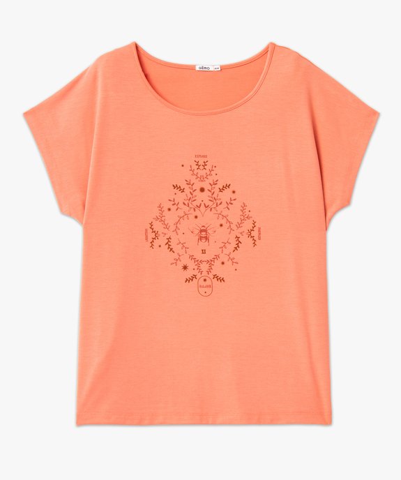 Tee-shirt femme grande taille à manches courtes avec motifs vue4 - GEMO (G TAILLE) - GEMO