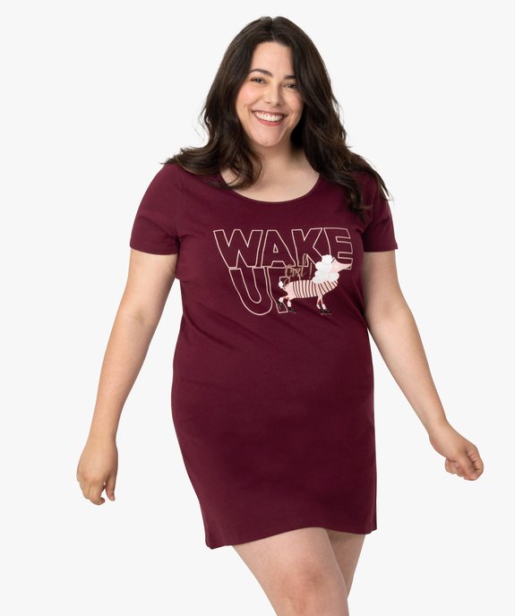 Chemise de nuit à manches courtes avec motifs femme grande taille vue1 - GEMO 4G FEMME - GEMO