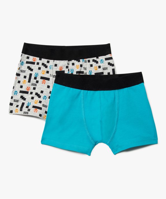 Boxer garçon imprimé en coton stretch (lot de 2) vue1 - GEMO 4G GARCON - GEMO