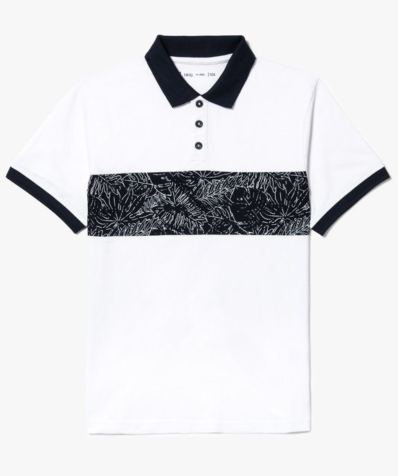 Polo bicolore avec empiècement à motif jungle vue2 - GEMO (JUNIOR) - GEMO