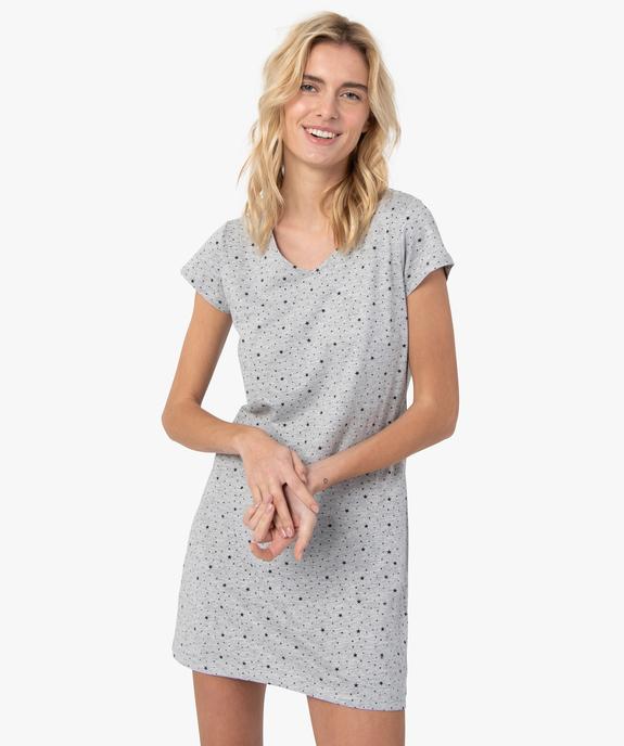 Chemise de nuit imprimée à manches courtes femme vue1 - GEMO 4G FEMME - GEMO