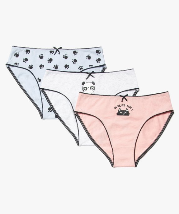 Culottes fille à motif animaliers en coton biologique (lot de 3) vue1 - GEMO 4G FILLE - GEMO