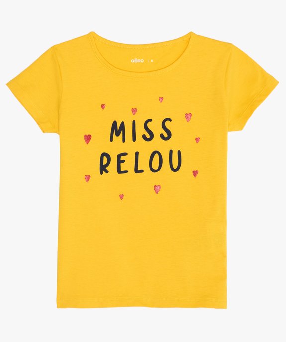 Tee-shirt fille avec motif pailleté sur l’avant vue1 - GEMO (ENFANT) - GEMO