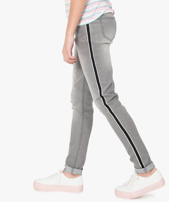 Jean fille slim délavé taille haute avec bandes bicolores vue1 - GEMO (JUNIOR) - GEMO