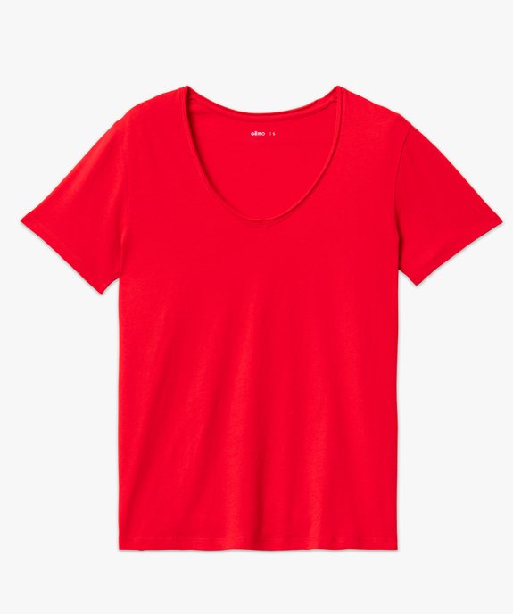 Tee-shirt à manches courtes avec col V roulotté femme vue4 - GEMO(FEMME PAP) - GEMO