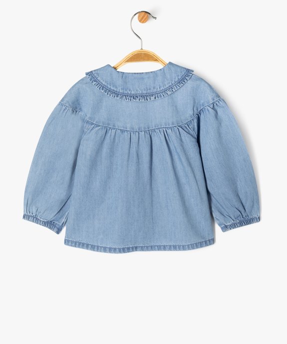 Blouse en toile chambray avec col Claudine bébé fille - LuluCastagnette vue4 - LULUCASTAGNETTE - GEMO