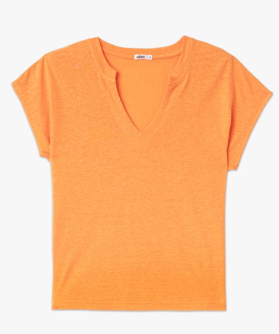 Tee-shirt à manches courtes en lin femme vue4 - GEMO 4G FEMME - GEMO