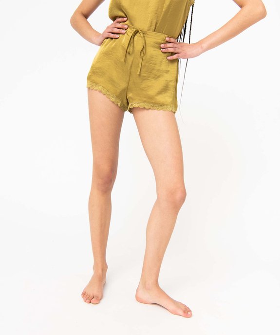 Short de pyjama en matière satinée et dentelle femme vue1 - GEMO(HOMWR FEM) - GEMO