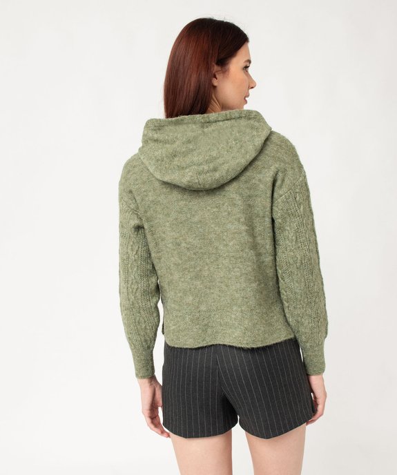 Pull à capuche à torsades femme vue3 - GEMO(FEMME PAP) - GEMO