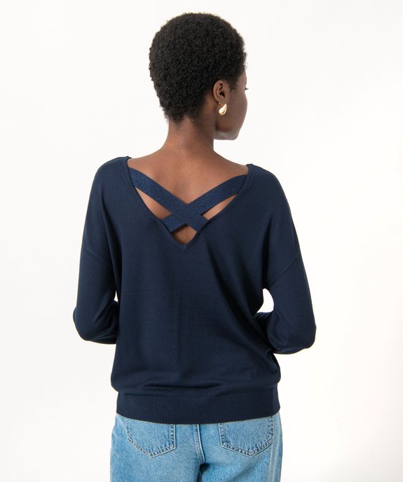 Pull fin à col rond avec dos croisé femme vue3 - GEMO 4G FEMME - GEMO