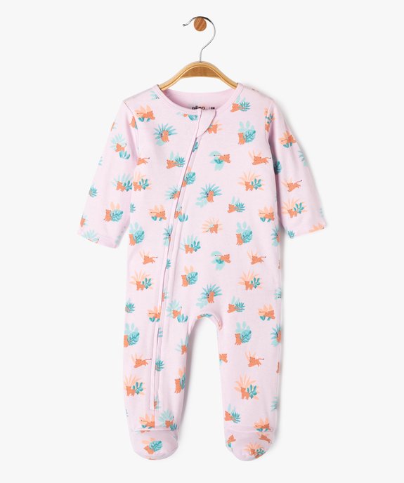 Pyjama dors-bien imprimé avec fermeture zippée devant bébé fille vue1 - GEMO 4G BEBE - GEMO