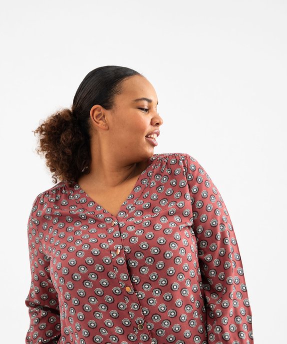 Chemise à manches longues imprimée femme grande taille vue2 - GEMO 4G GT - GEMO