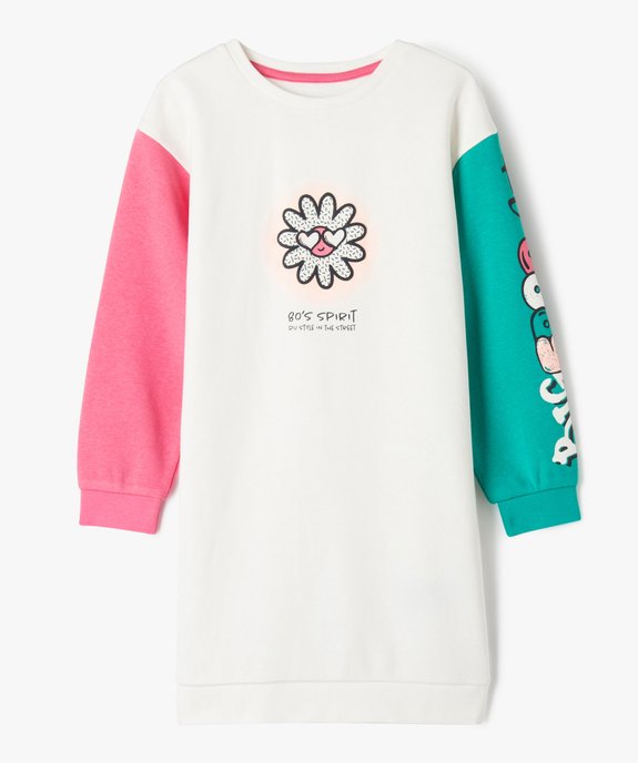 Robe sweat avec manches colorées fille vue2 - GEMO 4G FILLE - GEMO