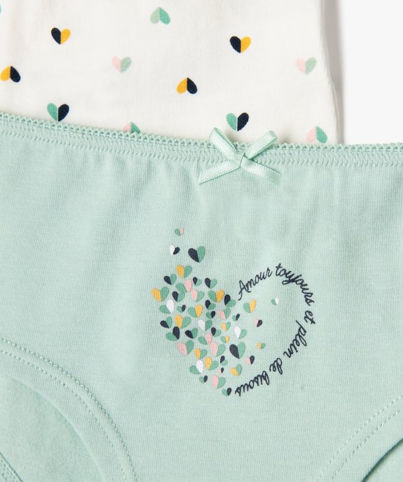 Shorties en coton à motifs cœurs fille (lot de 3)  vue2 - GEMO 4G FILLE - GEMO