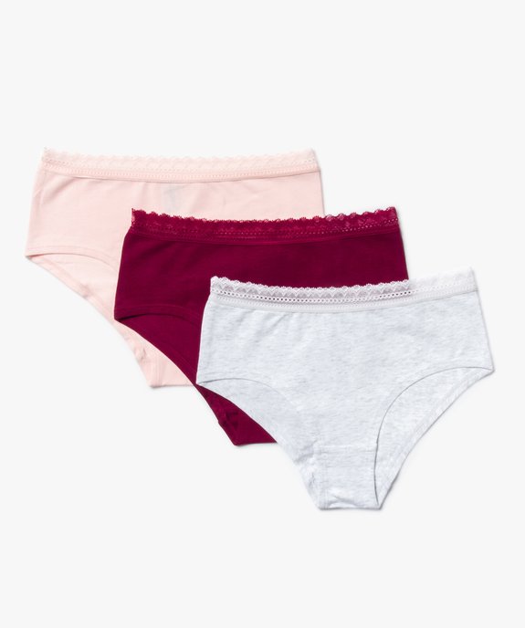 Shorties fille unis en coton bio stretch (lot de 3) vue1 - GEMO 4G FILLE - GEMO